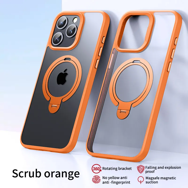 Double Ring 360 Magnetic Attraction iPhone15 Pro Max Double Ten Silicone Half Transparent Phone
