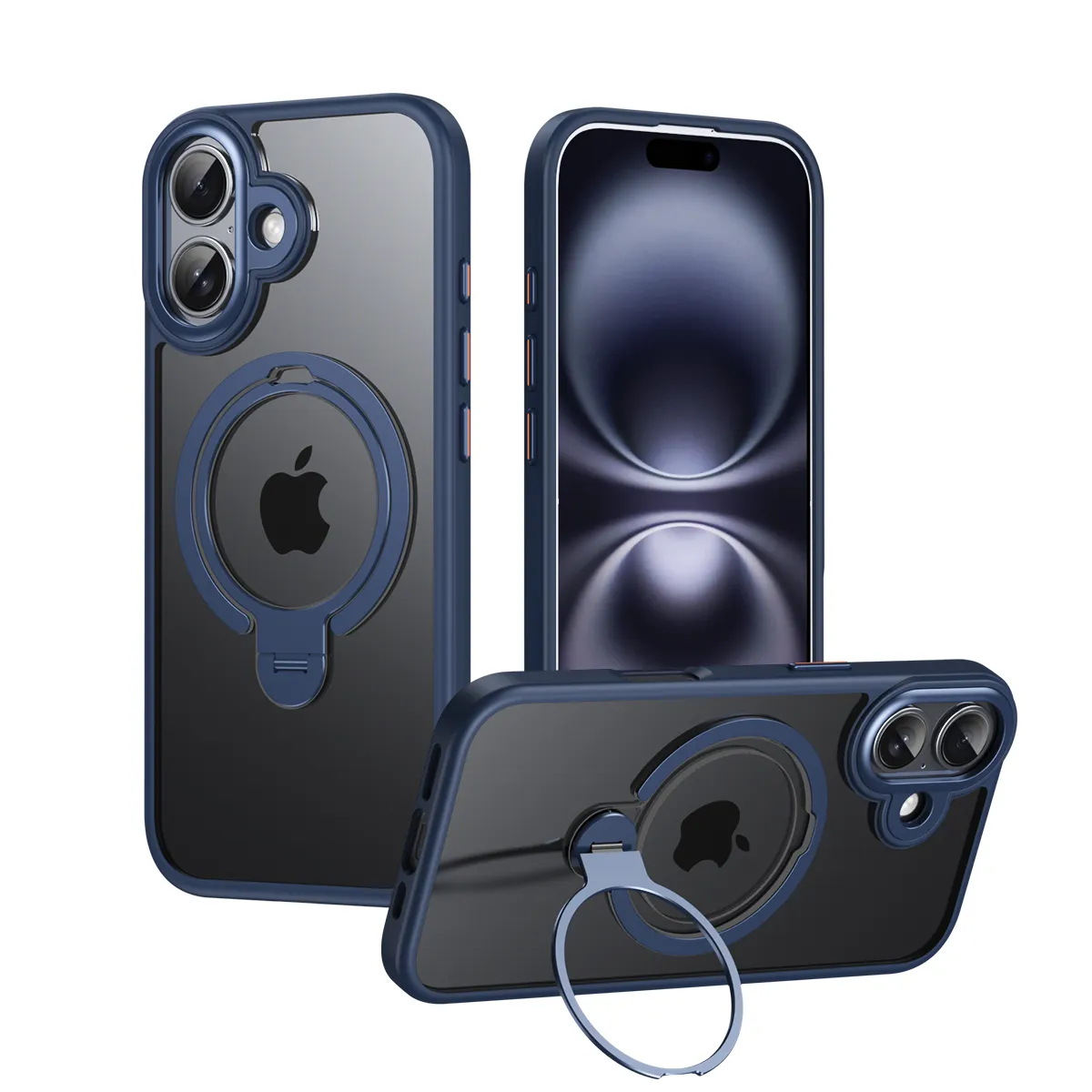 Double Ring 360 Magnetic Attraction iPhone17 Double Ten Silicone Half Transparent Phone